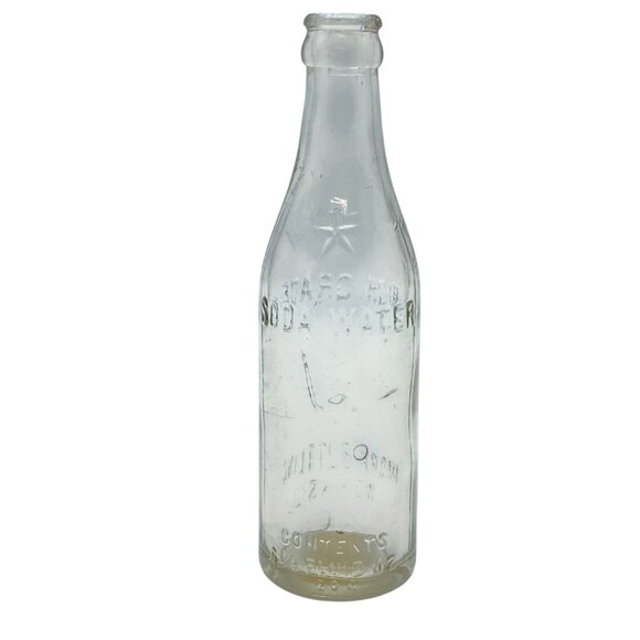 Vintage Embossed Clear Glass Bottle Armory Bottling Works Soda Water Star 6.5 Oz - Picture 2 of 16